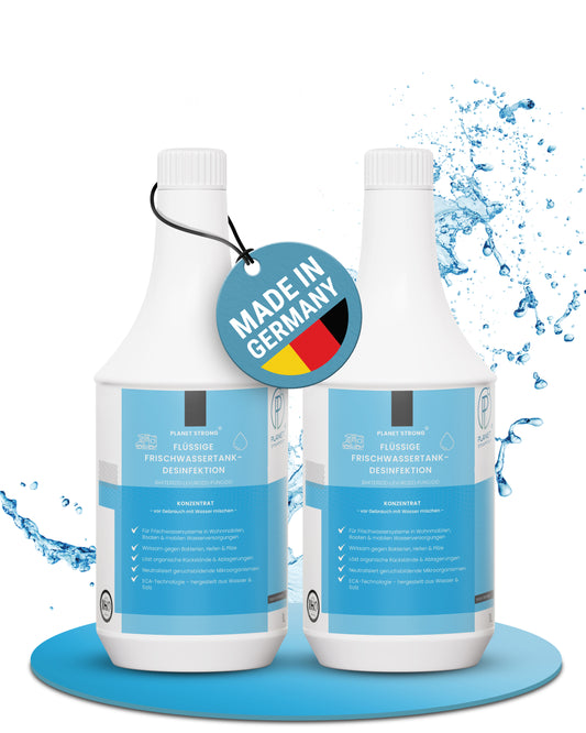 Frischwassertank-Reiniger für Wohnmobil & Wohnwagen – Planet Strong® zur Tankhygiene | Tankdesinfektion | Made in Germany