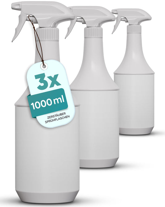 Sprühflaschen mit Zerstäuber – Nachfüllbare Mehrweg – 1000 ml Sprühbehälter im Vorratspack