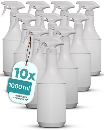 Sprühflaschen mit Zerstäuber – Nachfüllbare Mehrweg – 1000 ml Sprühbehälter im Vorratspack