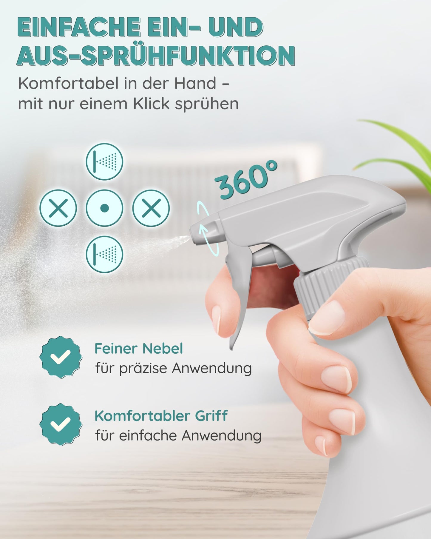 Sprühflaschen mit Zerstäuber – Nachfüllbare Mehrweg – 1000 ml Sprühbehälter im Vorratspack