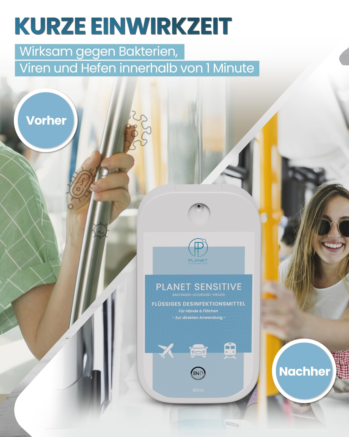 Hygiene unterwegs – alkoholfreies Desinfektionsspray Planet Sensitive | kompakt & gebrauchsfertig