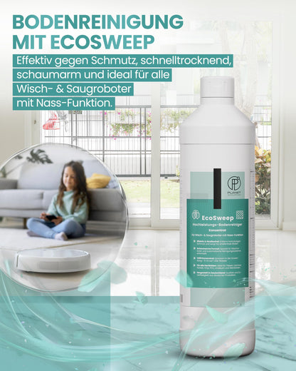 EcoSweep – 1L Profi-Bodenreiniger Konzentrat (1:200) für Wisch- & Saugroboter mit Nassfunktion | Streifenfrei, materialschonend, kraftvoll gegen Schmutz | Kompatibel mit Roborock, Dreame, Ecovacs