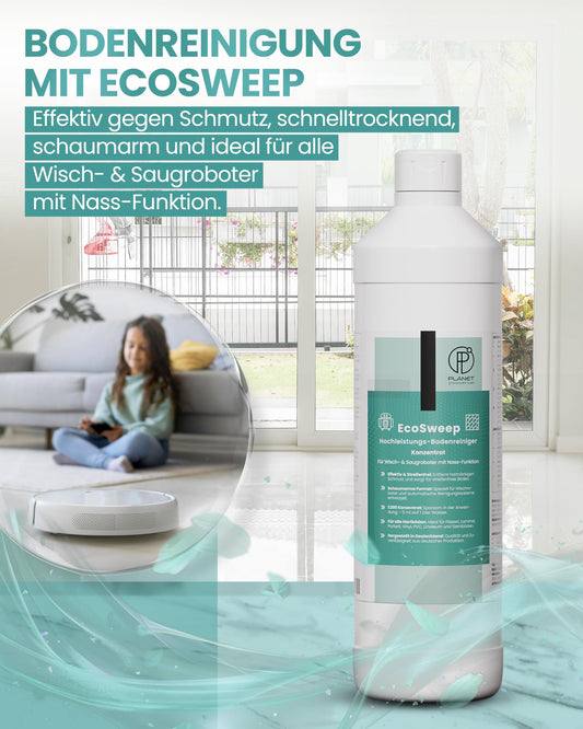 EcoSweep – 1L Profi-Bodenreiniger Konzentrat (1:200) für Wisch- & Saugroboter mit Nassfunktion | Streifenfrei, materialschonend, kraftvoll gegen Schmutz | Kompatibel mit Roborock, Dreame, Ecovacs