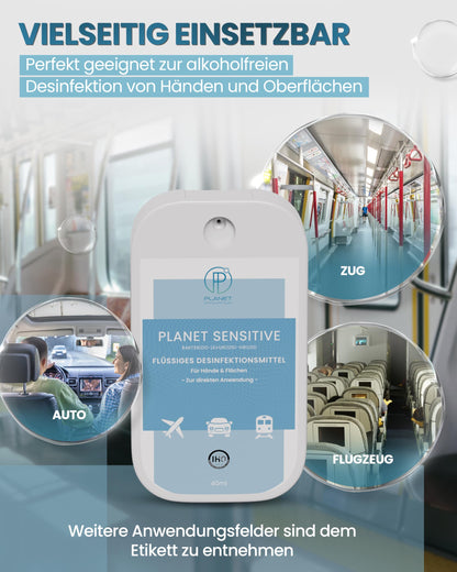 Hygiene unterwegs – alkoholfreies Desinfektionsspray Planet Sensitive | kompakt & gebrauchsfertig
