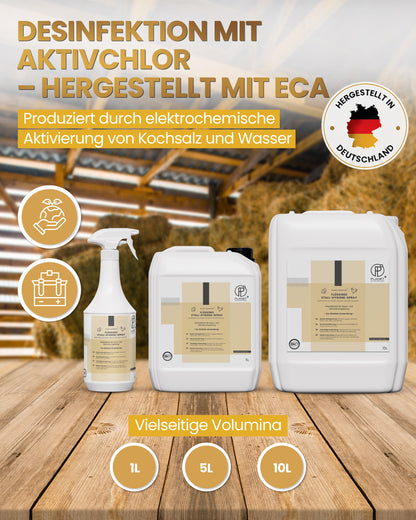 Stall-Hygiene Spray – Desinfektionsmittel für Käfige, Ställe & Tierbereiche | Wirksam gegen Bakterien, Pilze & behüllte Viren (z. B. Influenza-Viren) | Planet Sensitive® zur Flächendesinfektion