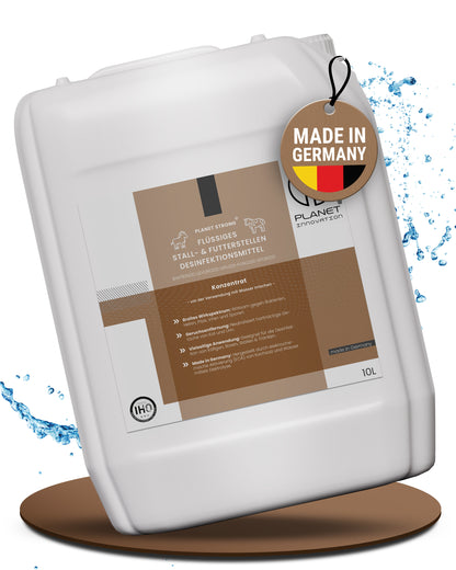 Stalldesinfektionsmittel Konzentrat Planet Strong® – Wirksam gegen Bakterien, Pilze & behüllte Viren (z. B. Influenza-Viren) – Für Ställe, Tierhaltung, Flächen & Futterstellen | Made in Germany
