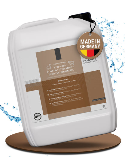 Stalldesinfektionsmittel Konzentrat Planet Strong® – Wirksam gegen Bakterien, Pilze & behüllte Viren (z. B. Influenza-Viren) – Für Ställe, Tierhaltung, Flächen & Futterstellen | Made in Germany