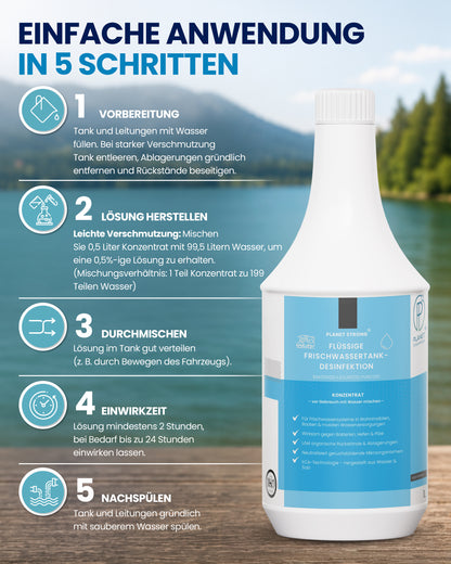 Frischwassertank-Reiniger für Wohnmobil & Wohnwagen – Planet Strong® zur Tankhygiene | Tankdesinfektion | Made in Germany