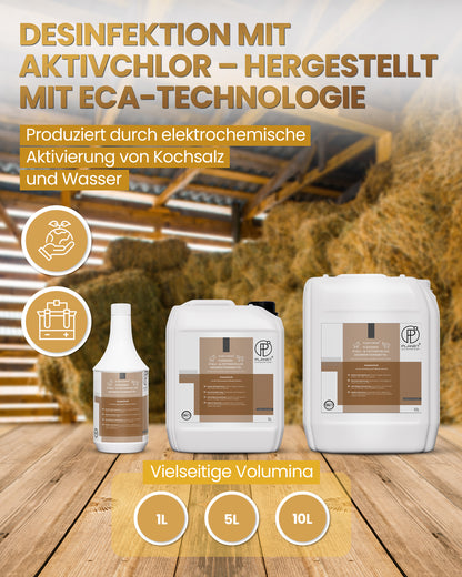 Stalldesinfektionsmittel Konzentrat Planet Strong® – Wirksam gegen Bakterien, Pilze & behüllte Viren (z. B. Influenza-Viren) – Für Ställe, Tierhaltung, Flächen & Futterstellen | Made in Germany