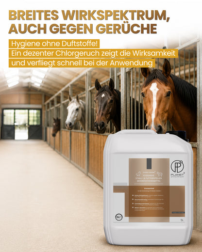 Stalldesinfektionsmittel Konzentrat Planet Strong® – Wirksam gegen Bakterien, Pilze & behüllte Viren (z. B. Influenza-Viren) – Für Ställe, Tierhaltung, Flächen & Futterstellen | Made in Germany