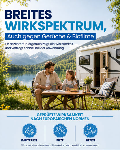 Frischwassertank-Reiniger für Wohnmobil & Wohnwagen – Planet Strong® zur Tankhygiene | Tankdesinfektion | Made in Germany