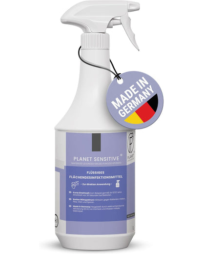 PI - Alkoholfreies Flächendesinfektionsmittel 1L – Desinfektionsmittel für Flächen & Oberflächen – Schnelldesinfektion Planet Sensitive® für Haushalt, Küche & Bad – Made in Germany