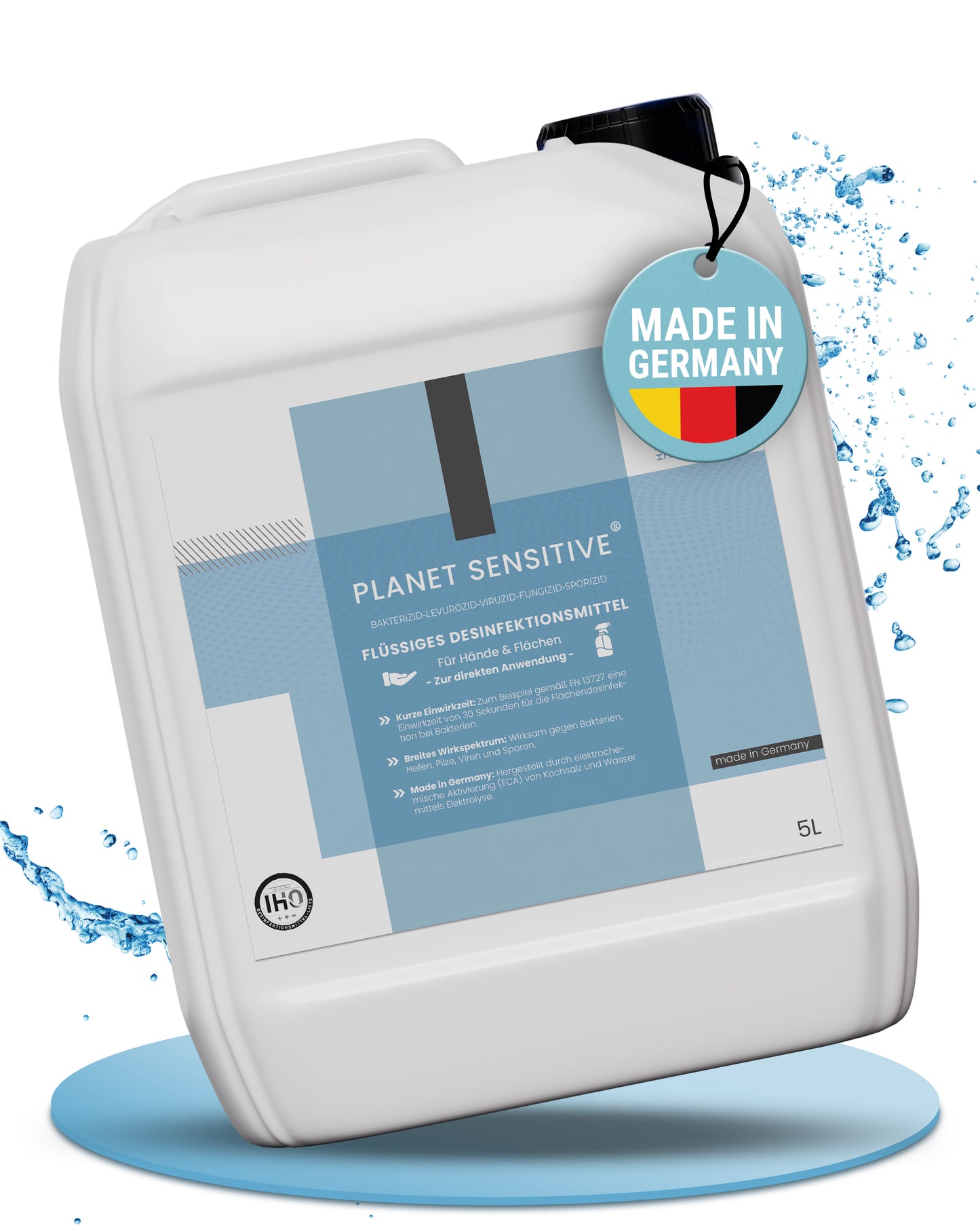 Planet Sensitive® - Alkoholfreies Desinfektionsmittel für Flächen, Oberflächen & Hände | Wirksam gegen Bakterien, Viren, Pilze, Sporen, Schimmel & entfernt Gerüche | Basisch