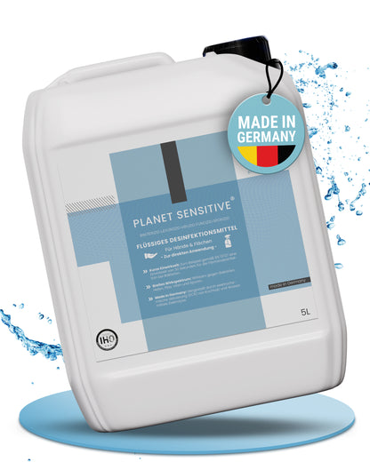 Planet Sensitive® - Alkoholfreies Desinfektionsmittel für Flächen, Oberflächen & Hände | Wirksam gegen Bakterien, Viren, Pilze, Sporen, Schimmel & entfernt Gerüche | Basisch