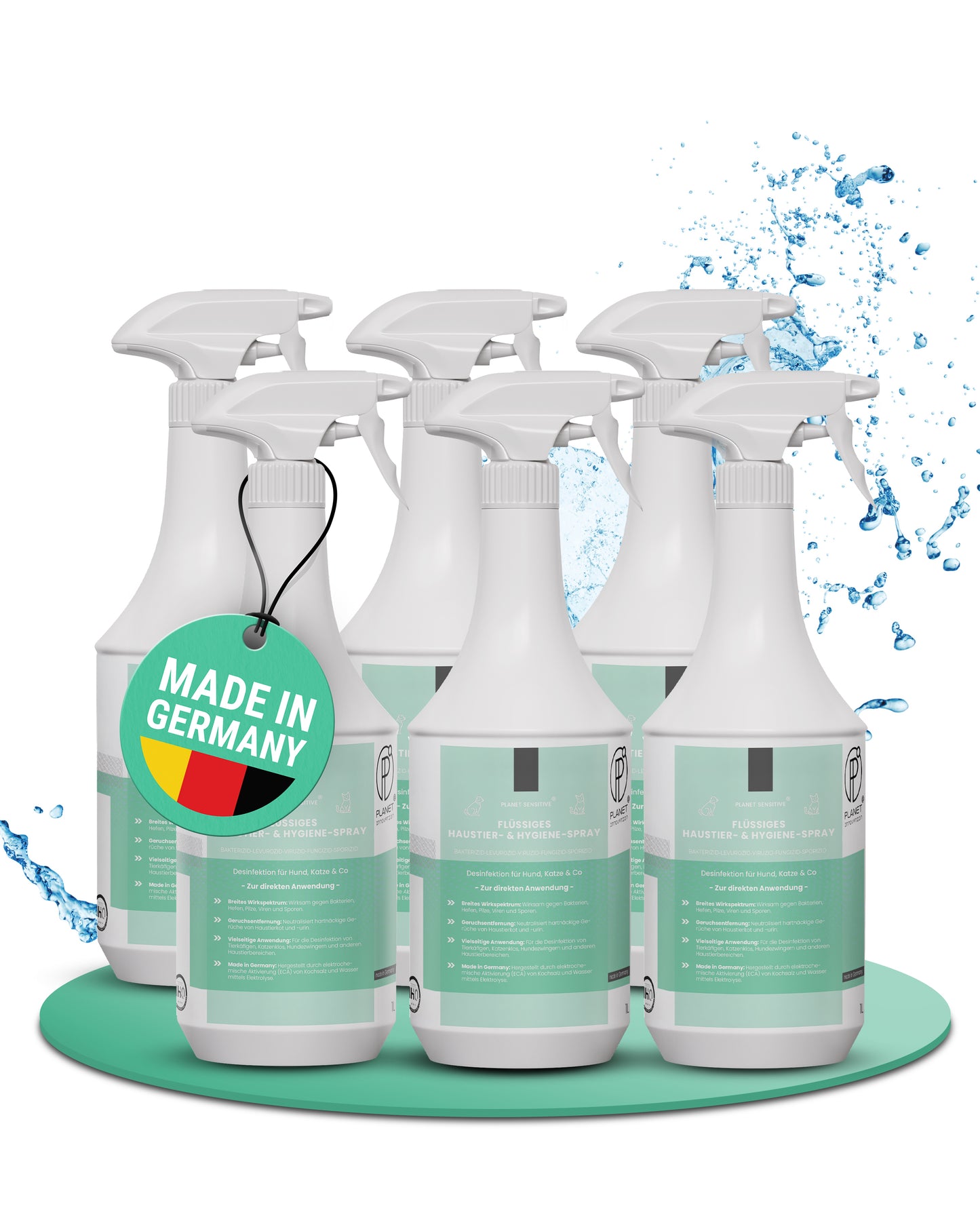 Haustiere Hygiene-Spray & Desinfektionsmittel für Hund, Katze & Co | Planet Sensitive® gegen Bakterien, Viren, Pilze & Sporen | Geruchsbeseitigung Kleintiere | Made in Germany
