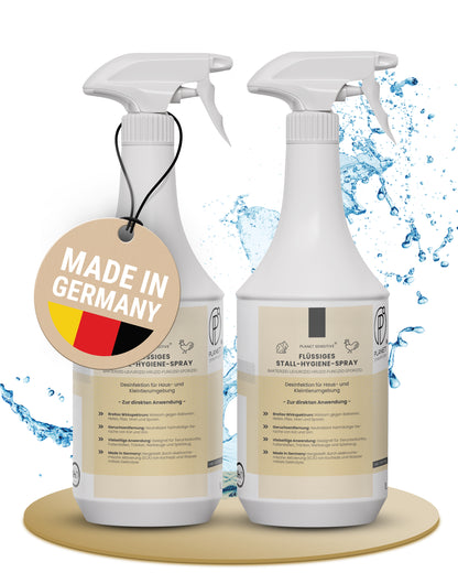 Stall-Hygiene Spray – Desinfektionsmittel für Käfige, Ställe & Tierbereiche | Wirksam gegen Bakterien, Pilze & behüllte Viren (z. B. Influenza-Viren) | Planet Sensitive® zur Flächendesinfektion