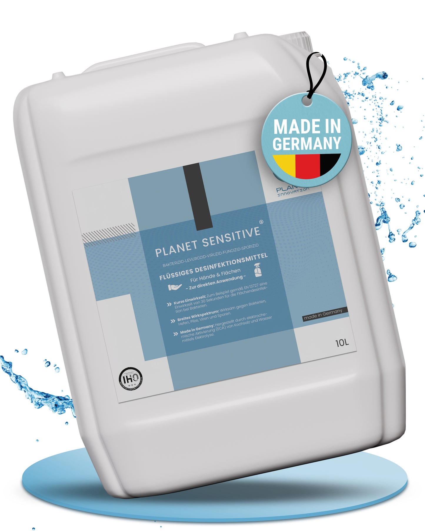 Planet Sensitive® - Alkoholfreies Desinfektionsmittel für Flächen, Oberflächen & Hände | Wirksam gegen Bakterien, Viren, Pilze, Sporen, Schimmel & entfernt Gerüche | Basisch