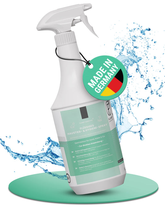 Haustiere Hygiene-Spray & Desinfektionsmittel für Hund, Katze & Co | Planet Sensitive® gegen Bakterien, Viren, Pilze & Sporen | Geruchsbeseitigung Kleintiere | Made in Germany