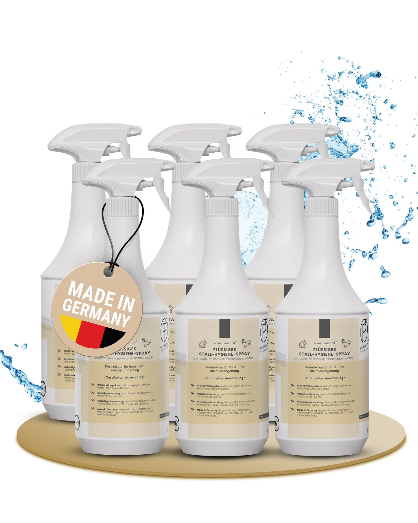 Stall-Hygiene Spray – Desinfektionsmittel für Käfige, Ställe & Tierbereiche | Wirksam gegen Bakterien, Pilze & behüllte Viren (z. B. Influenza-Viren) | Planet Sensitive® zur Flächendesinfektion