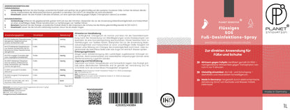 1L SOS Desinfektionsspray für Füße & Schuhe | Planet Sensitive® wirksam gegen Fußpilz, Bakterien, Viren, Hefepilze & Gerüche | Fuß-Desinfektion-Spray | Made in Germany